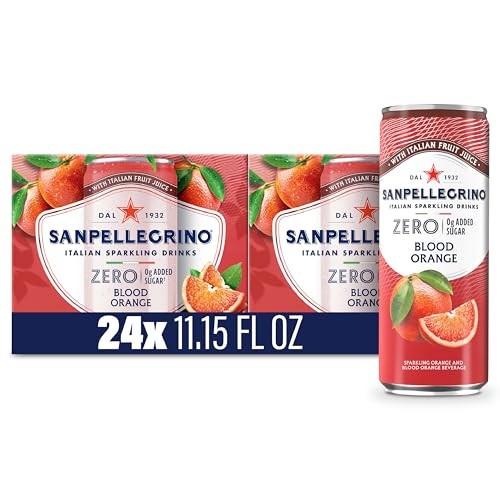 Sanpellegrino Zero Grams Added Sugar Italian Sparkling Drinks Blood Orange, 24-Pack