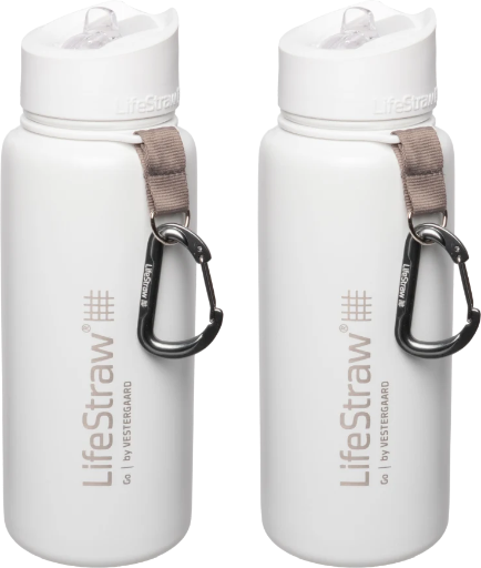 LifeStraw Go 1-Liter Stainless Steel Insulated Water Filter Bottle 2-Pack