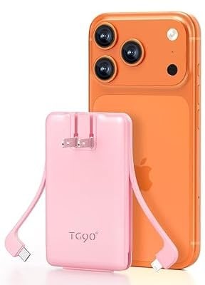 TG90° Portable Charger Built-in AC Wall Plug and Cables