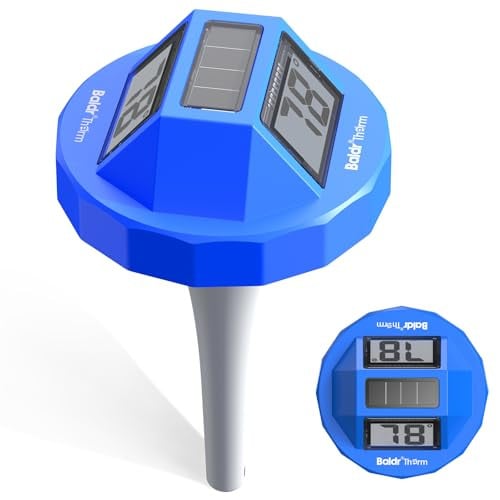 Digital Solar-Powered Pool Thermometer w/ Dual Display & Anti-Fog Screen (Blue)