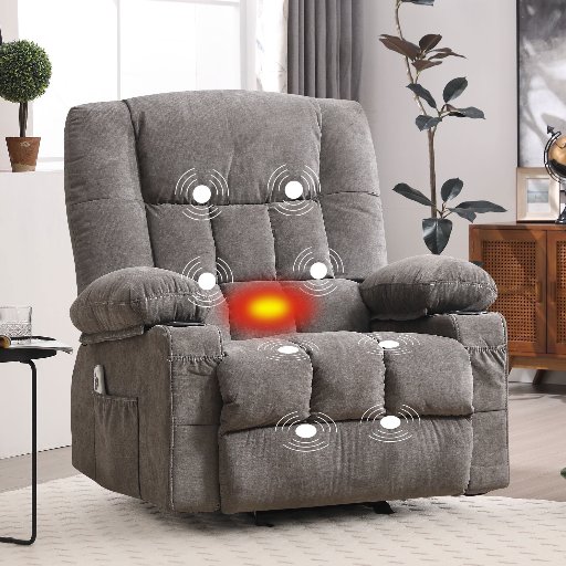 JONPONY Manual Recliner Chair with Heat Therapy and Massage Function