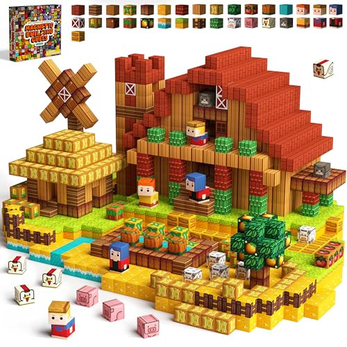 idoot Magnetic Blocks Farm Animal Toys 100-Piece