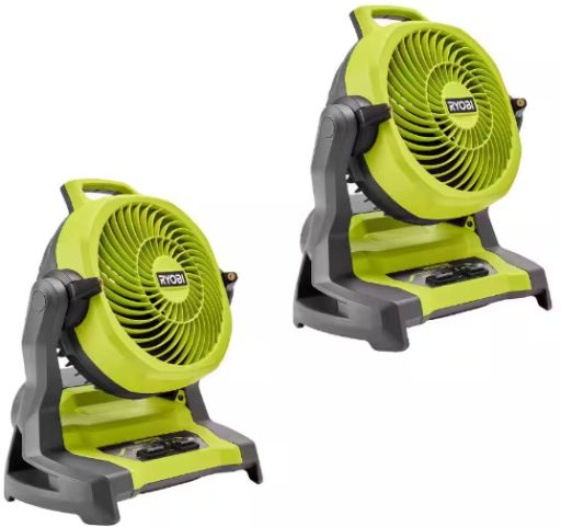 RYOBI ONE+ 18V Cordless 7.5" Bucket Top Misting Fans 2-Pack Deal