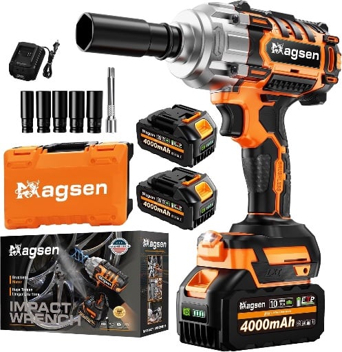 Magsen 1200N&1500N Cordless Impact Wrench Set with 2 Batteries Deal
