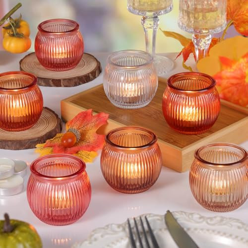 20pcs Pumpkin Votive Candle Holders with 20pcs Tea Light Candles