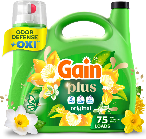 99-Oz Gain Plus Liquid Laundry Detergent w/ Odor Defense & OXI, 75 Loads (Moonlight Breeze) Deal