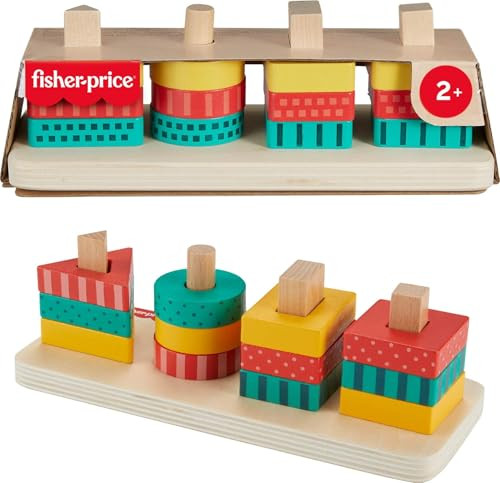 13-Piece Fisher-Price Wood Toddler Toy Shape Stacker