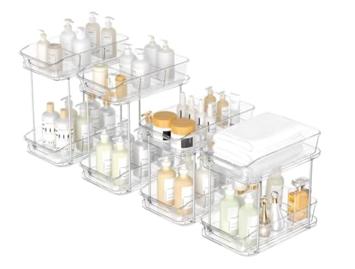 4-Pack 2-Tier Pull-Out Storage Organizers
