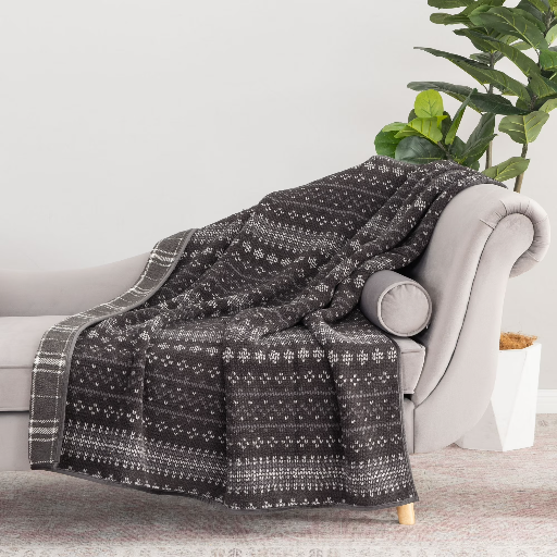 Berkshire Life Reversible Printed Hampshire Soft Throw Blanket (Glacier Fair Isle)
