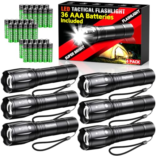 6-Pack 200-Lumen LED Flashlights w/ 36 AAA Batteries Deal