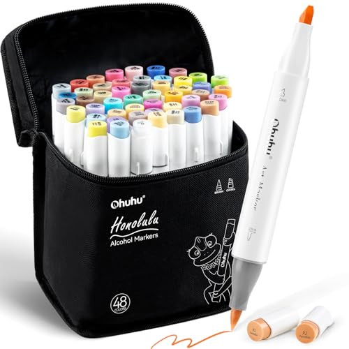 48-Color Ohuhu Alcohol Markers