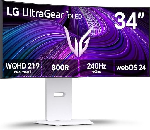 LG 34GX90SA-W 34-inch WQHD (3440 x 1440) OLED Curved Gaming Monitor 240Hz