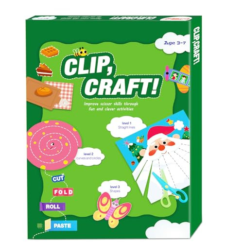 Haowwlai 22-Activities Toddler Scissor Skills Book w/ 2 Scissors & 1 Glue Stick