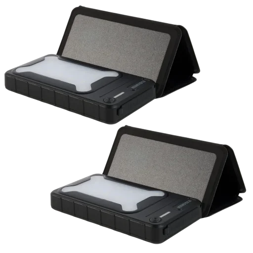 EcoGreen 10,000mAh Flood Light Power Bank with Fold-Out Solar Panel 2-Pack
