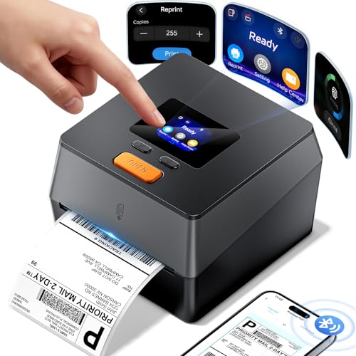 Phomemo D420D 4x6 Bluetooth Thermal Shipping Label Printer w/ Touchscreen & Built-In 250-Label Bin