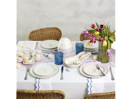 Oneida Bunny Hop 4-Piece Accent Plate, 12" Bunny Platter, Easter Egg Candy Jar & More