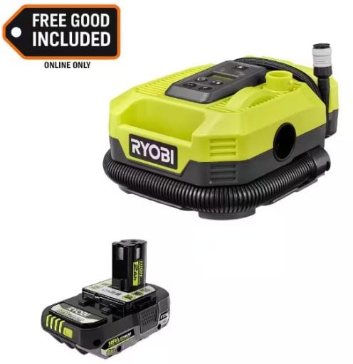 Ryobi ONE+ 18V Cordless Dual Function Inflator/Deflator with 2.0 Ah HIGH PERFORMANCE Battery