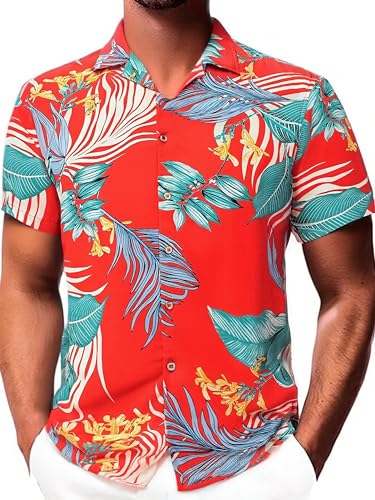 Damipow Hawaiian Shirt for Men Short Sleeve