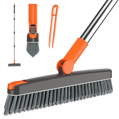 AIR U+ Grout Brush with Long Handle 180° Swivel Scrub Brush