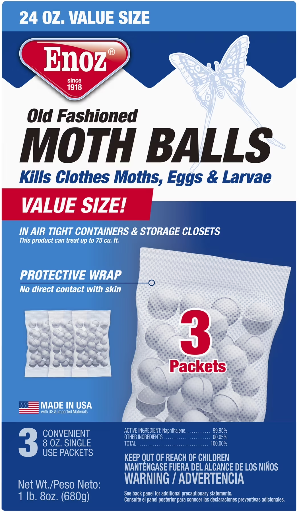 Enoz Old Fashioned Naphthalene Moth Balls 3-pack (24 oz total)