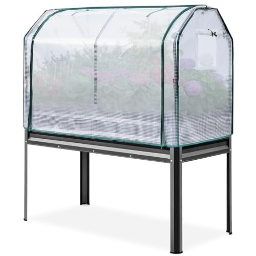 56" x 49" King Bird Galvanized Raised Garden Bed w/ Cover & Legs (Dark Grey)