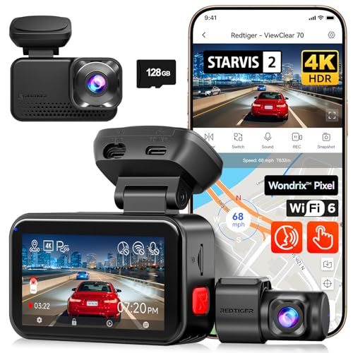RedTiger ViewClear 70 4K+2.5K Dash Cam Front and Rear