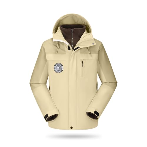 CAMELSPORTS Men's 3-in-1 Hooded Waterproof Mountain Winter Ski Coat w/ Detachable Fleece Jacket Deal