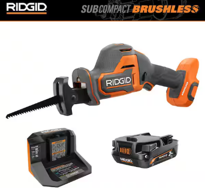 RIDGID 18V Subcompact Brushless Cordless One-Handed Reciprocating Saw Kit w/ 2.0 Ah Battery