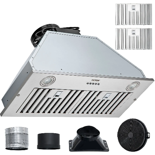VEVOR 30 Inch 800CFM 3-Speed Stainless Steel Built-in Kitchen Vent Insert Range Hood
