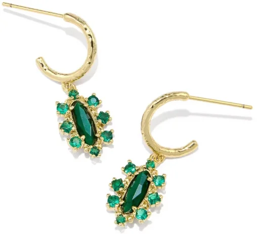 Kendra Scott Emma Crystal Framed Huggie Earrings (Green Mix) Deal