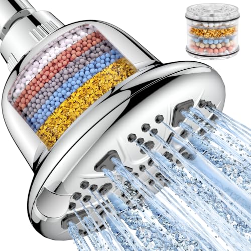 MakeFit 7-Setting High Pressure Filtered Shower Head w/ Hard Water Filter (Chrome)
