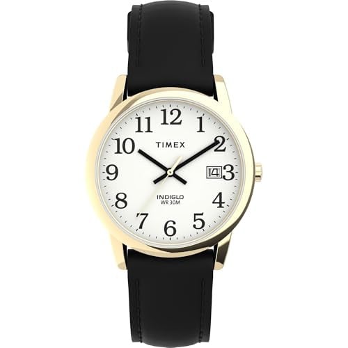 Timex Men’s Easy Reader 35mm Gold-Tone Case With Black Leather Strap Watch Deal