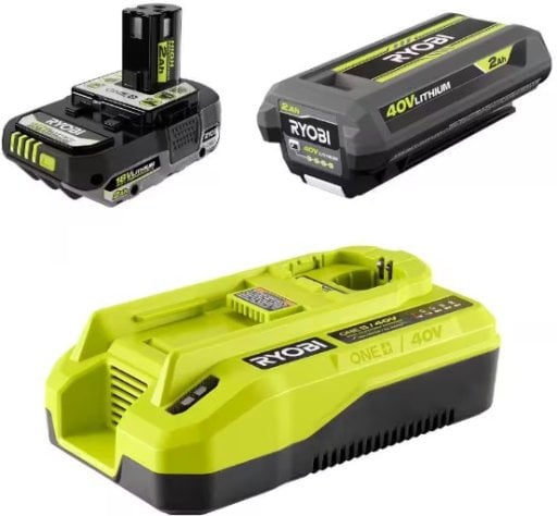 RYOBI ONE+ 40V 2.0 Ah Starter Kit with (1) 18V 2Ah LI Battery, (1) 40V 2Ah LI Battery, and Dual Platform Charger Deal