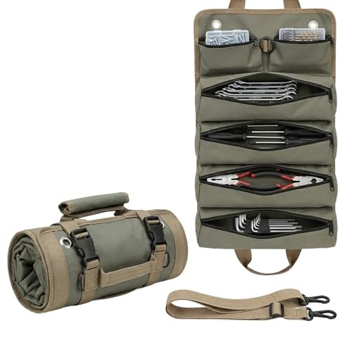 6-Pocket Roll-Up Tool Bag Organizer (Army Green)