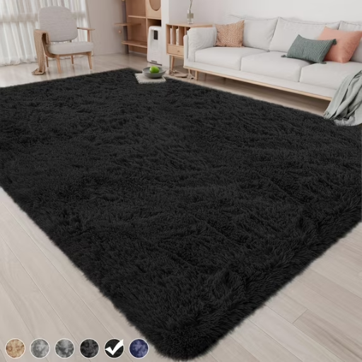 CozyDesg 8ft x 10ft Area Rugs, Black