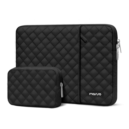 Mosiso Quilted Laptop Sleeve 14" w/ Small Pouch (Black)