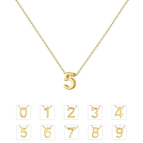 Gold 10pcs Number Charm Necklace
