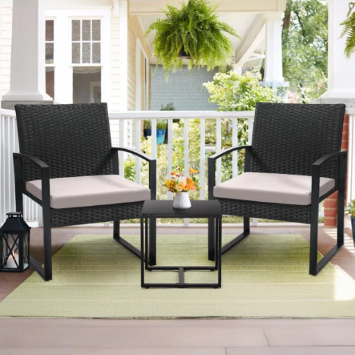 3 Piece Wicker Patio Bistro Set
