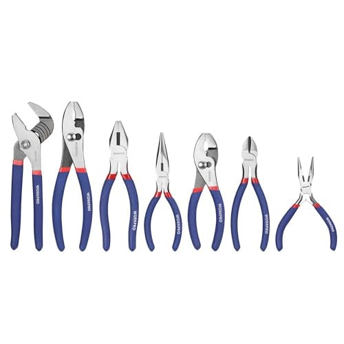 WorkPro Forged Carbon Steel Pliers Set w/ Comfort Grip Handle (Red/Blue) 7-Piece Deal