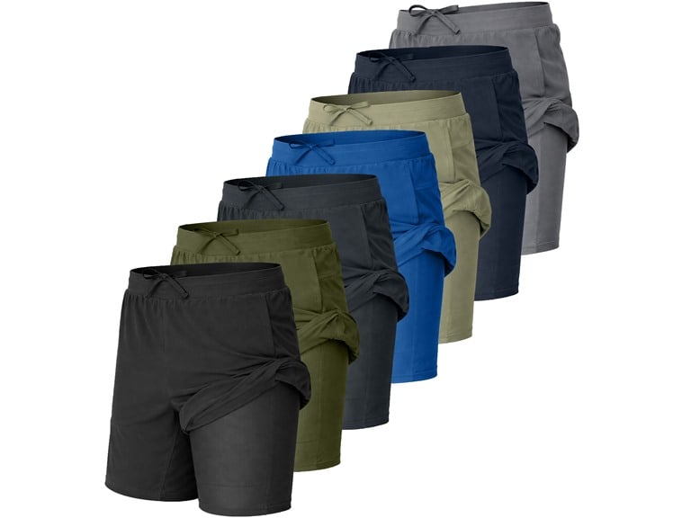 5-Pack Assorted Men's 2-in-1 Stretch Quick Dry Gym Running Shorts with Compression Liner