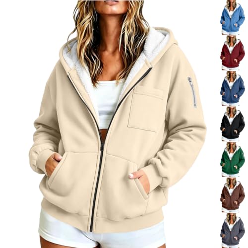 Fleece Lined Zip Up Hoodie Oversized