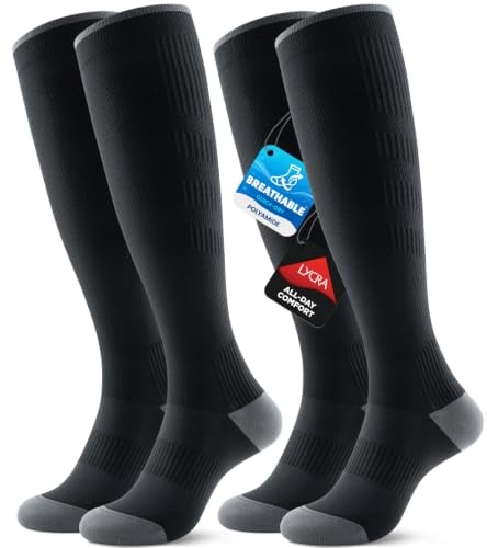 2-Pair Benirap Compression Socks for Women and Men, 15-20 mmHg Circulation Support Deal