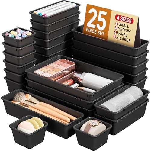 25-Piece Plastic Drawer Organizer Set