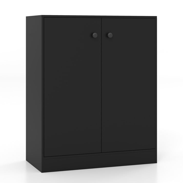 Costway 2-Door Modern Floor Storage Cabinet with 3-Tier Shelf (Black)