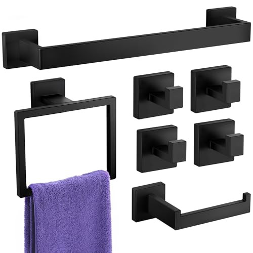 Lckppt Black Bathroom Accessories Set 7-Pcs