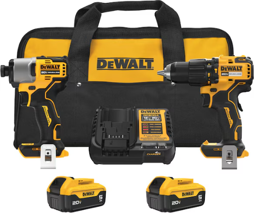 DEWALT 20-volt MAX 2-Tool Brushless Power Tool Combo Kit with 2 5Ah Batteries Deal