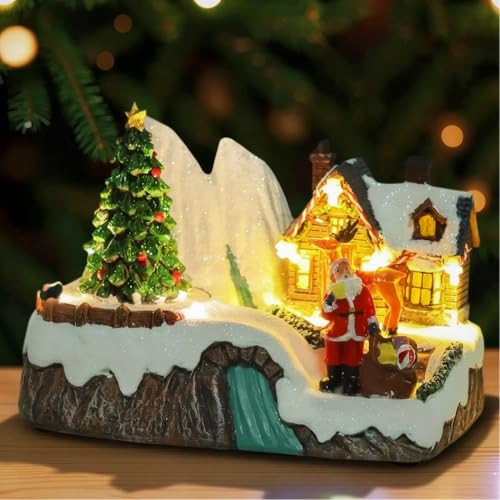 Giftgarden Christmas Village with Santa Deer and Rotating Christmas Tree