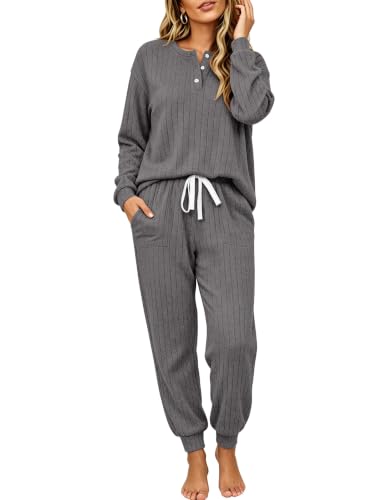 Ekouaer Womens Pajamas Set Knit Pjs Long Sleeve Lounge Set Deal