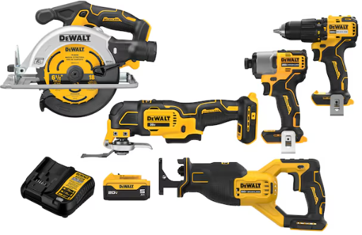 DEWALT 20-volt max 5-Tool Brushless Power Tool Combo Kit Deal