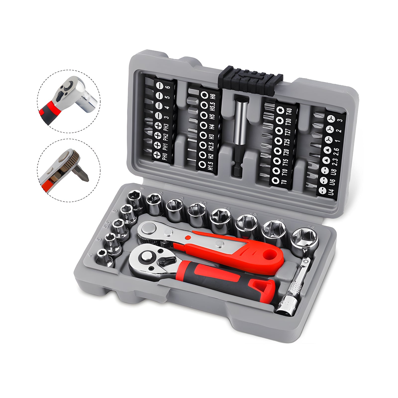 1/4" Socket Ratchet Wrench Set 48 Pcs Deal